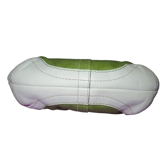 Coach 2005 Vintage Soho White Leather & Green Sateen Shoulder Bag - Picture 5 of 10